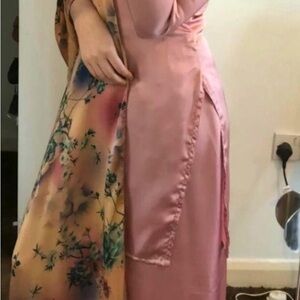 Elegant Asymmetrical Pink and Floral Dress